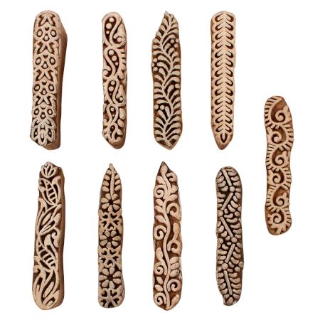 Set of 9 Piece New Mix Wooden Printing Blocks